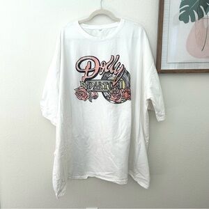 Dolly Parton Graphic Tee Shirt Top Floral Country White Short Sleeve Size 7XL